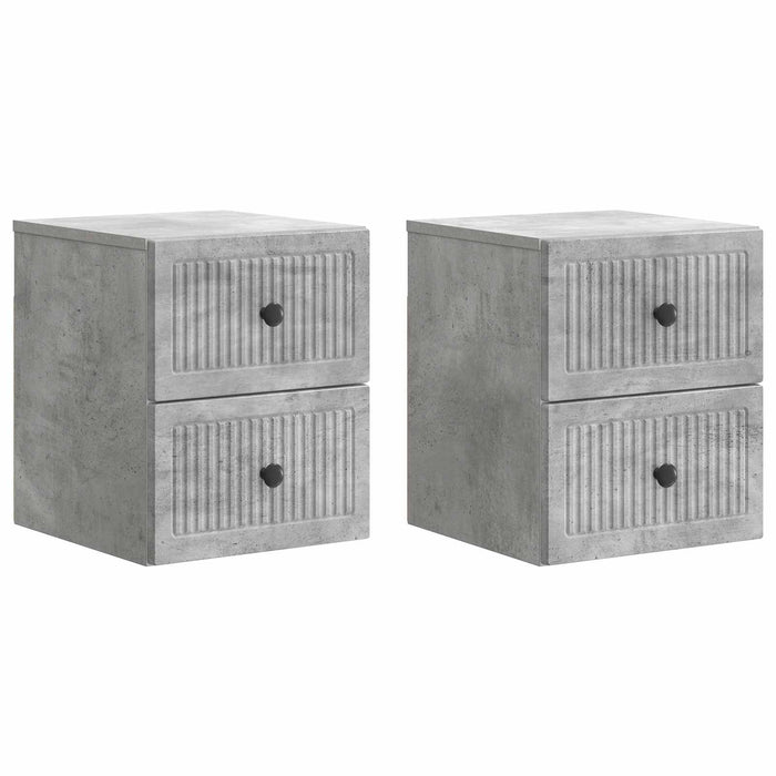 Dulap de noapte suspendat 2 pcs Gri Beton 33 x 34,5 x 40 cm - WALTI WALTI