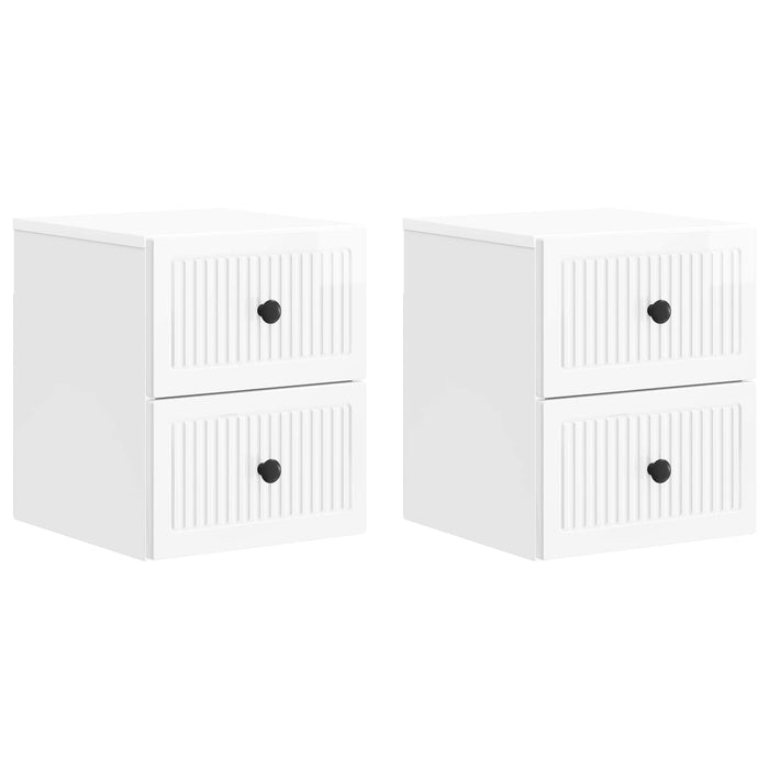 Dulap de noapte suspendat cu sertar 2 pcs Alb foarte lucios - WALTI WALTI