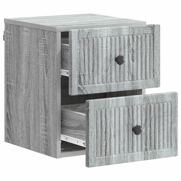 Dulap de noapte suspendat 2 pcs Sonoma gri 33 x 34,5 x 40 cm - WALTI WALTI