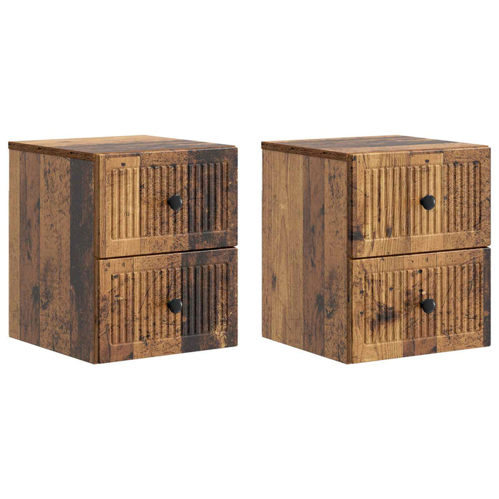 Dulap de noapte suspendat 2 pcs Lemn vechi 33 x 34,5 x 40 cm - WALTI WALTI