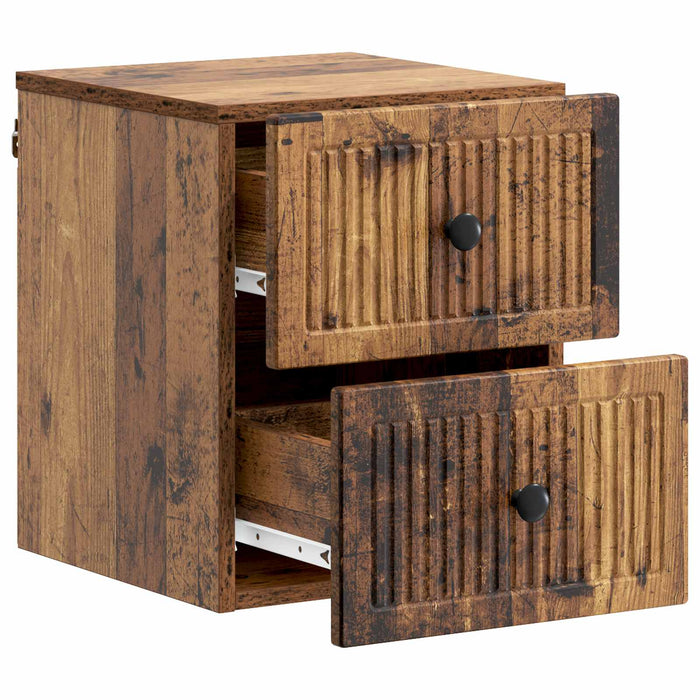 Dulap de noapte suspendat 2 pcs Lemn vechi 33 x 34,5 x 40 cm - WALTI WALTI