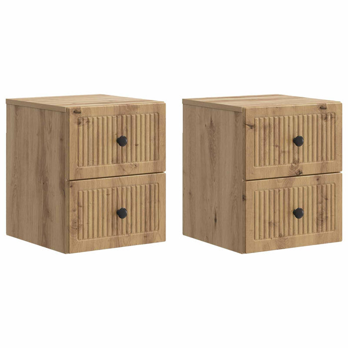 Dulap de noapte suspendat 2 pcs Stejar Artizanal Lemn prelucrat - WALTI WALTI
