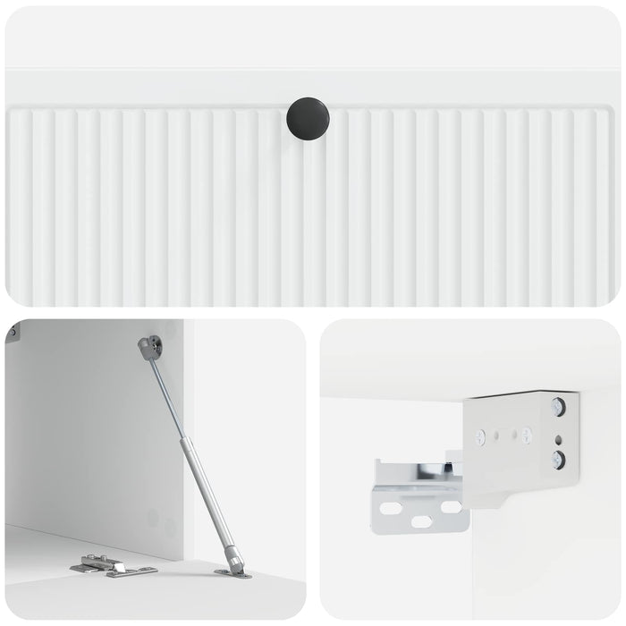 Oglindă TV montată pe perete Alb 98 x 41 x 30 cm Lemn prelucrat - WALTI WALTI