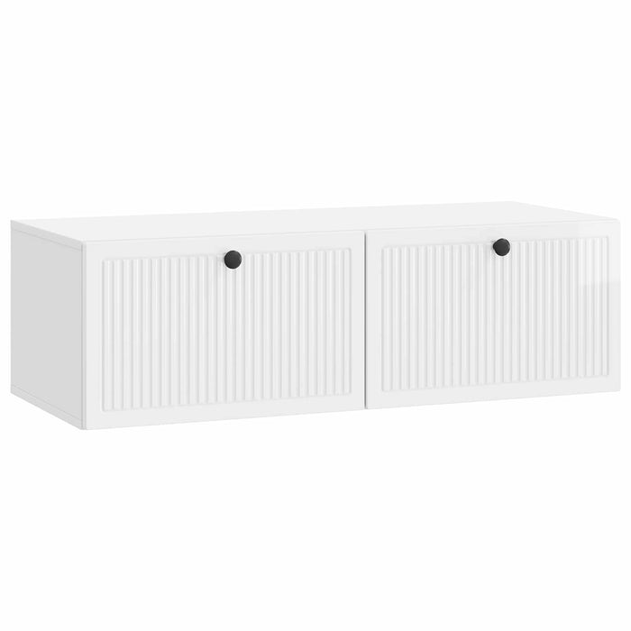 Oglindă TV montată pe perete Alb foarte lucios 98 x 41 x 30 cm - WALTI WALTI