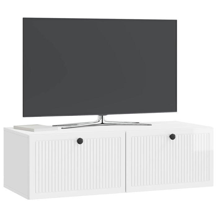 Oglindă TV montată pe perete Alb foarte lucios 98 x 41 x 30 cm - WALTI WALTI