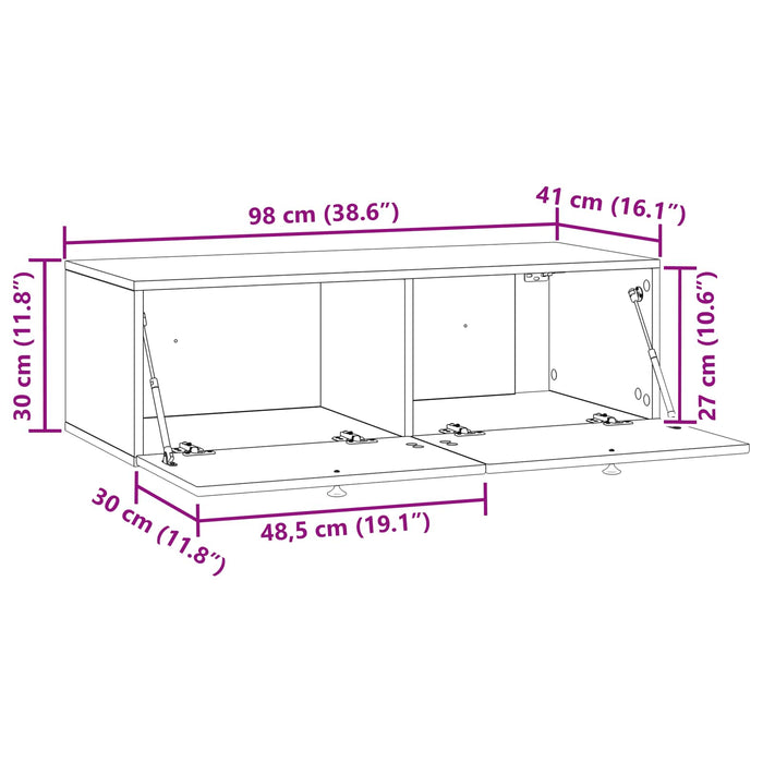 Oglindă TV montată pe perete Lemn vechi 98 x 41 x 30 cm - WALTI WALTI