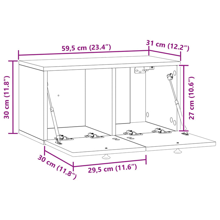 Oglindă TV montată pe perete Lemn vechi 59,5 x 31 x 30 cm - WALTI WALTI