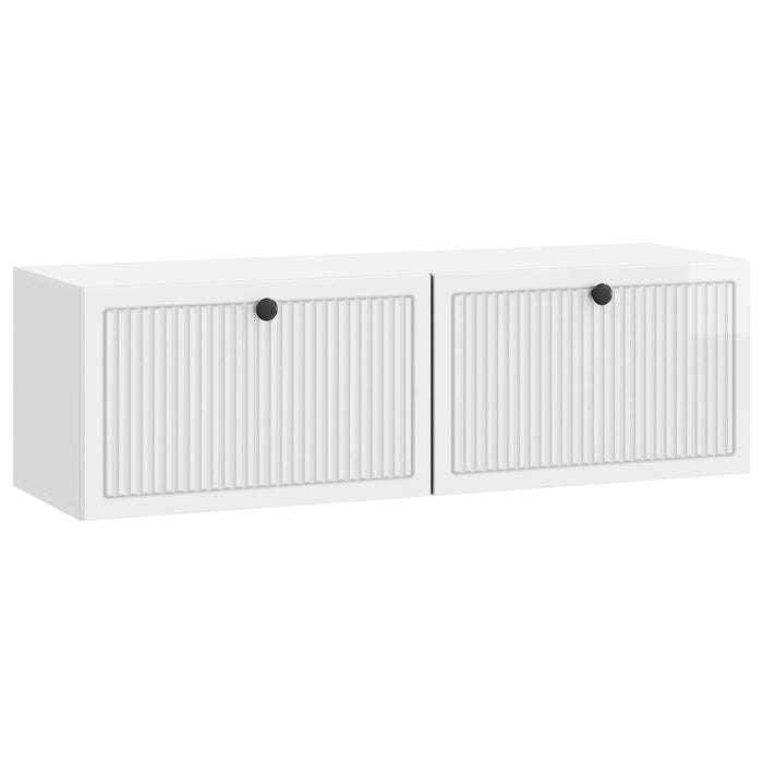 Oglindă TV montată pe perete Alb foarte lucios 98 x 31 x 30 cm - WALTI WALTI