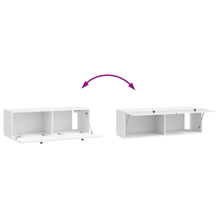 Oglindă TV montată pe perete Alb foarte lucios 98 x 31 x 30 cm - WALTI WALTI