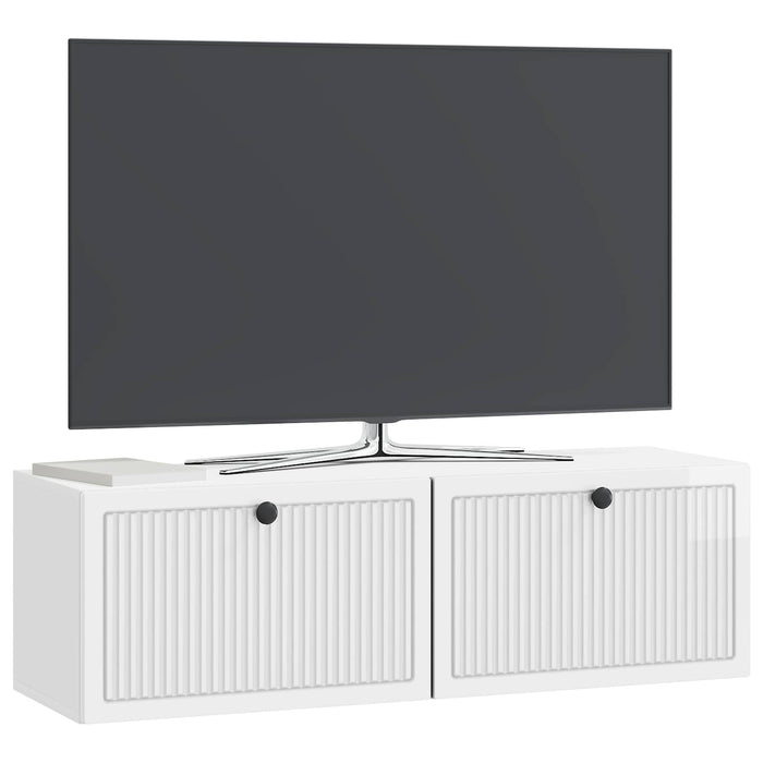 Oglindă TV montată pe perete Alb foarte lucios 98 x 31 x 30 cm - WALTI WALTI