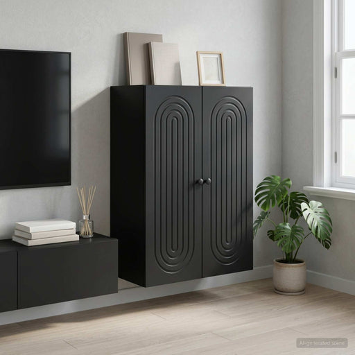 Dulap montat pe perete Negru 66 x 34,5 x 90 cm Lemn prelucrat - WALTI WALTI