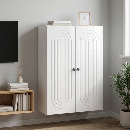 Dulap montat pe perete Alb foarte lucios 66 x 34,5 x 90 cm - WALTI WALTI