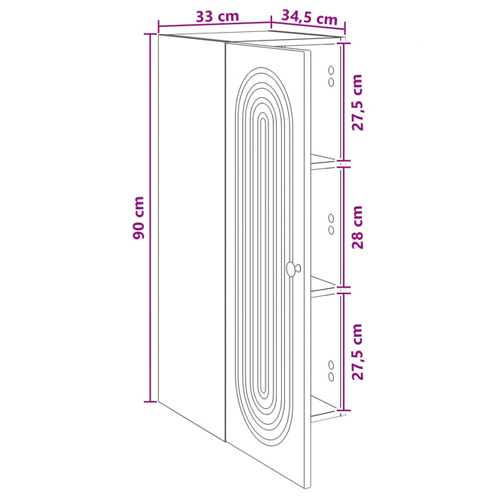 Dulap montat pe perete Stejar fumuriu 33 x 34,5 x 90 cm - WALTI WALTI