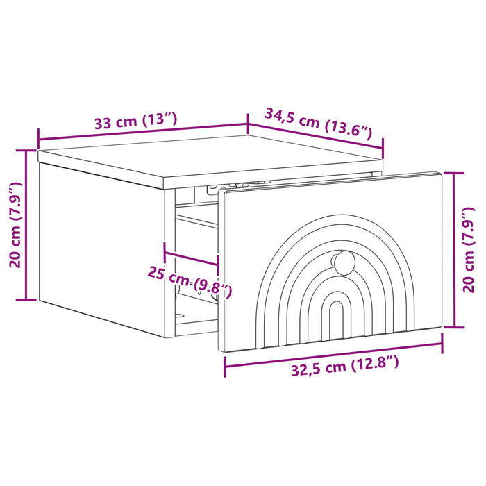 Dulap de noapte suspendat Stejar Sonoma 33 x 34,5 x 20 cm - WALTI WALTI