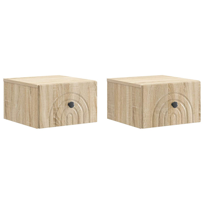 Dulap de noapte suspendat 2 pcs Stejar Sonoma 33 x 34,5 x 20 cm - WALTI WALTI