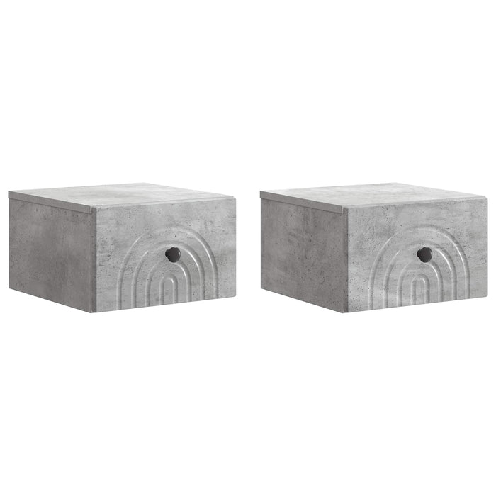Dulap de noapte suspendat 2 pcs Gri Beton 33 x 34,5 x 20 cm - WALTI WALTI