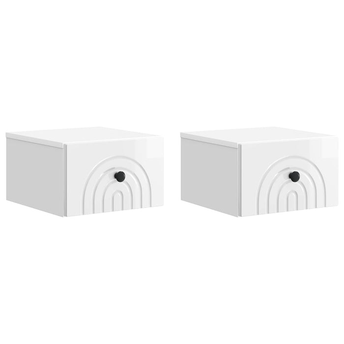 Dulap de noapte suspendat cu sertar 2 pcs Alb foarte lucios - WALTI WALTI