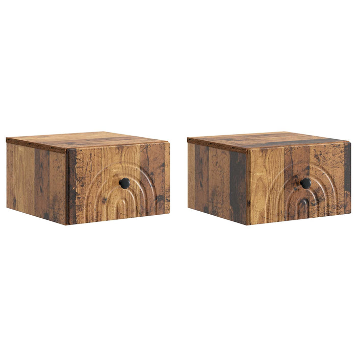Dulap de noapte suspendat 2 pcs Lemn vechi 33 x 34,5 x 20 cm - WALTI WALTI
