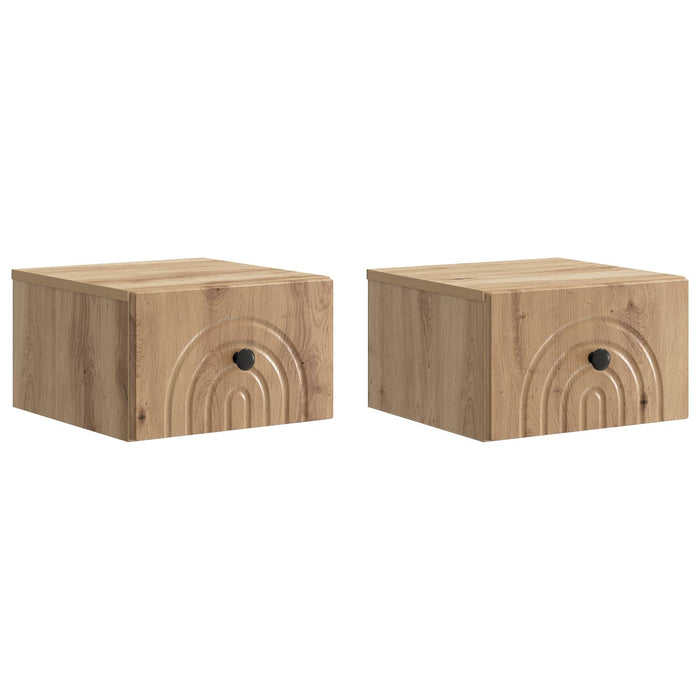 Dulap de noapte suspendat 2 pcs Stejar Artizanal Lemn prelucrat - WALTI WALTI