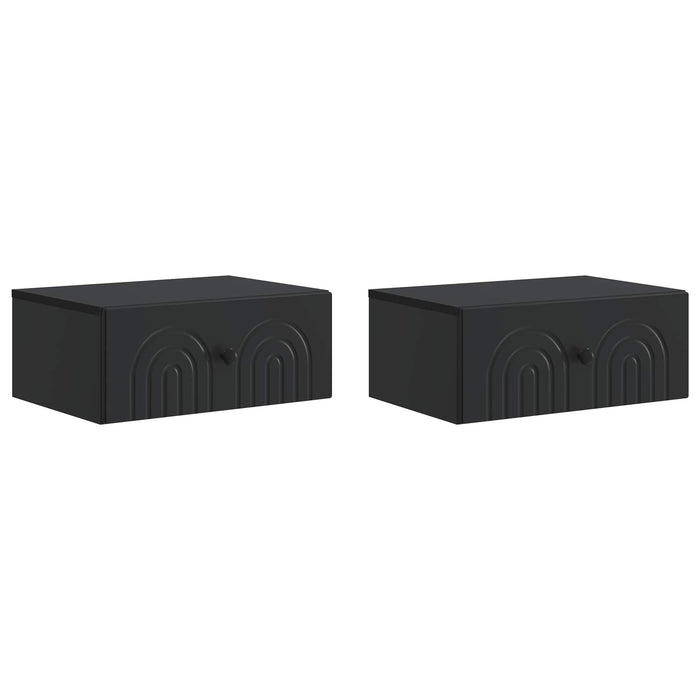 Dulap de noapte suspendat 2 pcs Negru 49 x 34,5 x 20 cm - WALTI WALTI