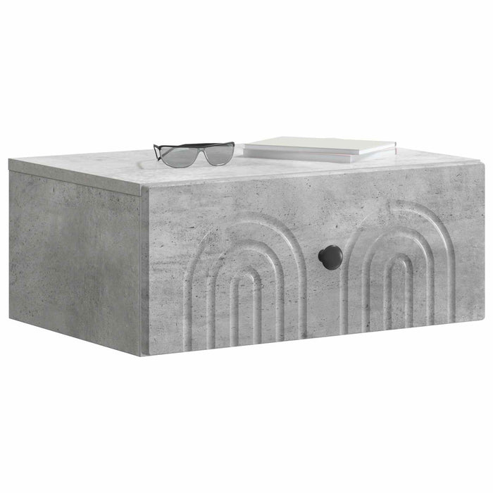 Dulap de noapte suspendat cu sertar Gri Beton 49 x 34,5 x 20 cm - WALTI WALTI