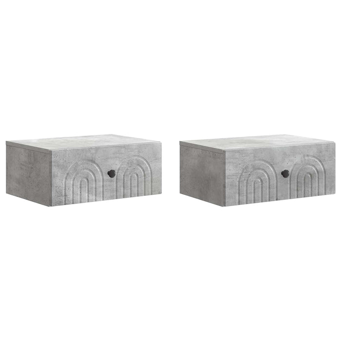 Dulap de noapte suspendat 2 pcs Gri Beton 49 x 34,5 x 20 cm - WALTI WALTI