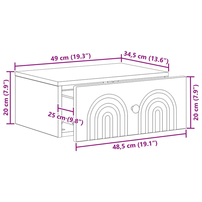 Dulap de noapte suspendat 2 pcs Gri Beton 49 x 34,5 x 20 cm - WALTI WALTI