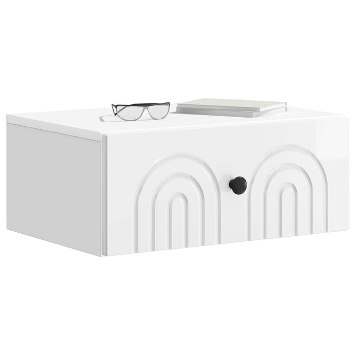 Dulap de noapte suspendat Alb foarte lucios 49 x 34,5 x 20 cm - WALTI WALTI