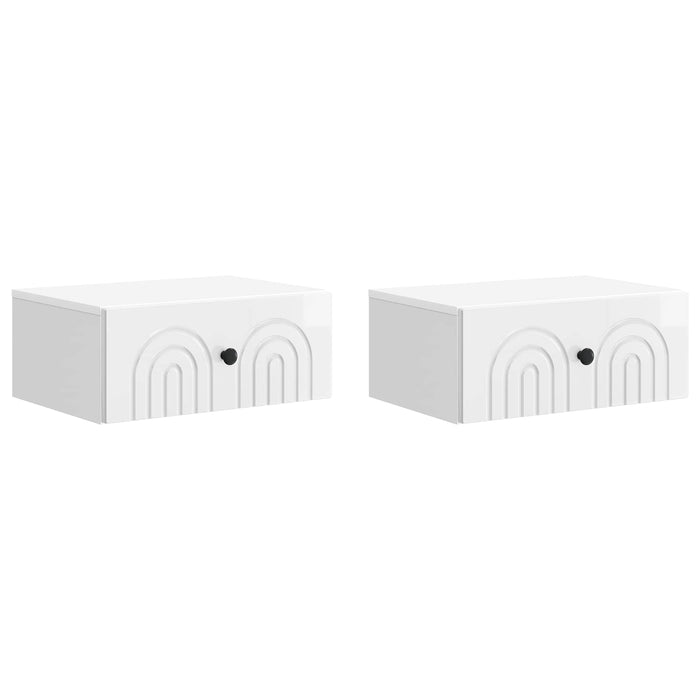 Dulap de noapte suspendat cu sertar 2 pcs Alb foarte lucios - WALTI WALTI