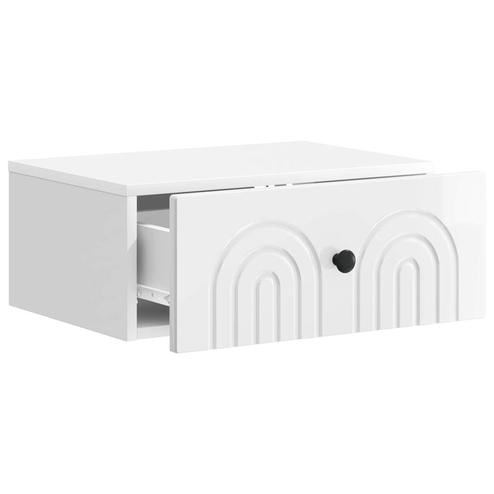 Dulap de noapte suspendat cu sertar 2 pcs Alb foarte lucios - WALTI WALTI