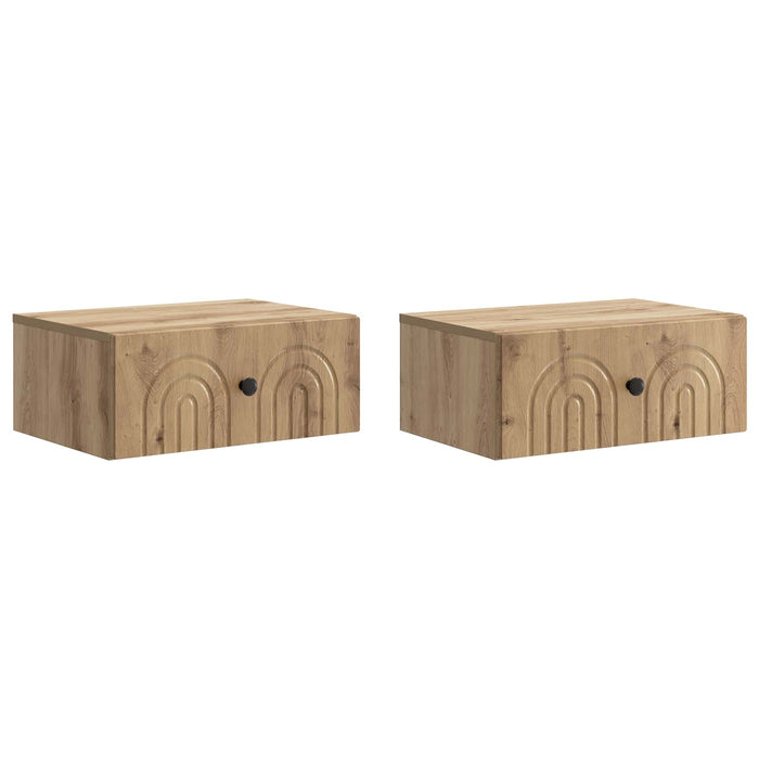 Dulap de noapte suspendat 2 pcs Stejar Artizanal Lemn prelucrat - WALTI WALTI