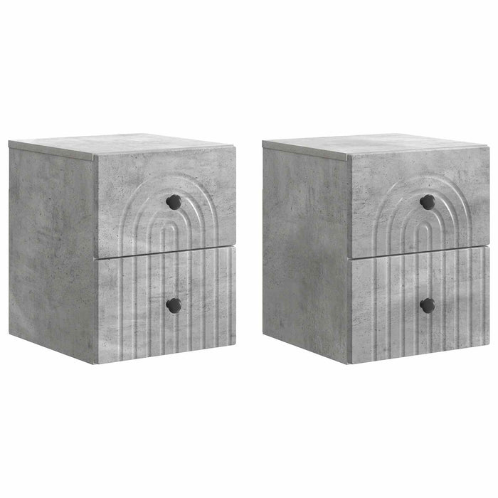 Dulap de noapte suspendat 2 pcs Gri Beton 33 x 34,5 x 40 cm - WALTI WALTI
