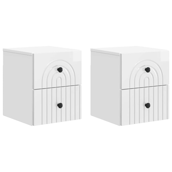 Dulap de noapte suspendat cu sertar 2 pcs Alb foarte lucios - WALTI WALTI