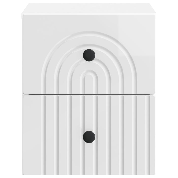 Dulap de noapte suspendat cu sertar 2 pcs Alb foarte lucios - WALTI WALTI