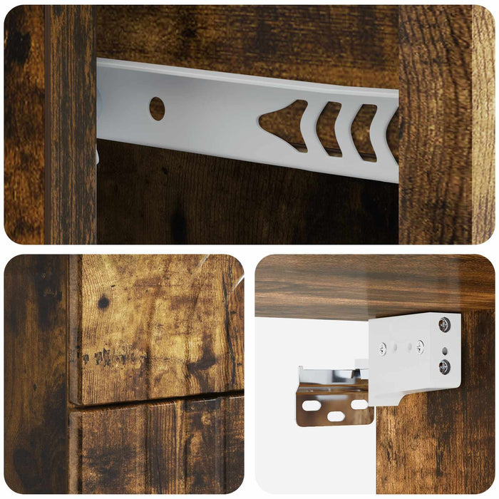 Dulap de noapte suspendat 2 pcs Stejar fumuriu Lemn prelucrat - WALTI WALTI