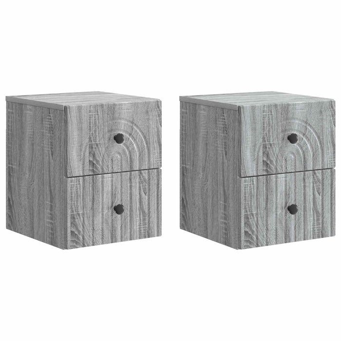 Dulap de noapte suspendat 2 pcs Sonoma gri 33 x 34,5 x 40 cm - WALTI WALTI