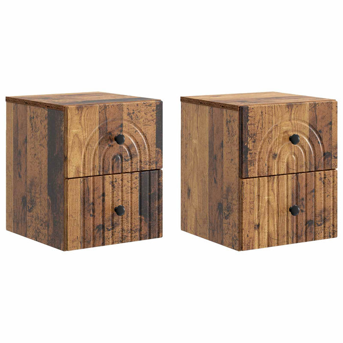 Dulap de noapte suspendat 2 pcs Lemn vechi 33 x 34,5 x 40 cm - WALTI WALTI