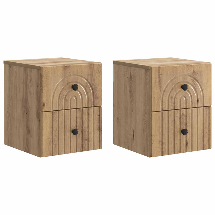 Dulap de noapte suspendat 2 pcs Stejar Artizanal Lemn prelucrat - WALTI WALTI