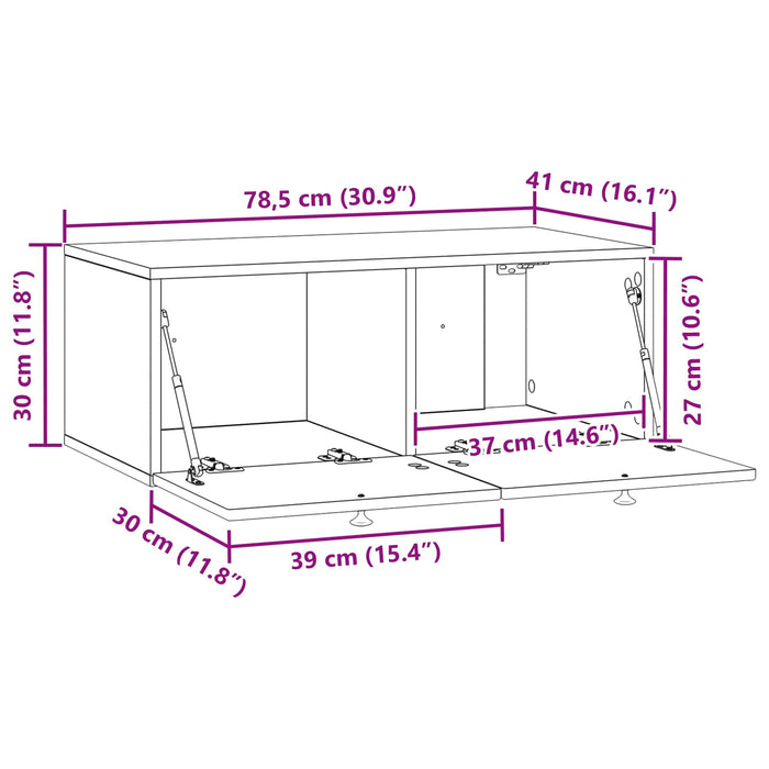 Oglindă TV montată pe perete Lemn vechi 78,5 x 41 x 30 cm - WALTI WALTI