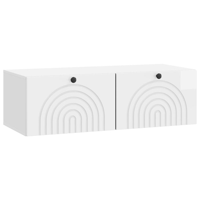 Oglindă TV montată pe perete Alb foarte lucios 98 x 41 x 30 cm - WALTI WALTI
