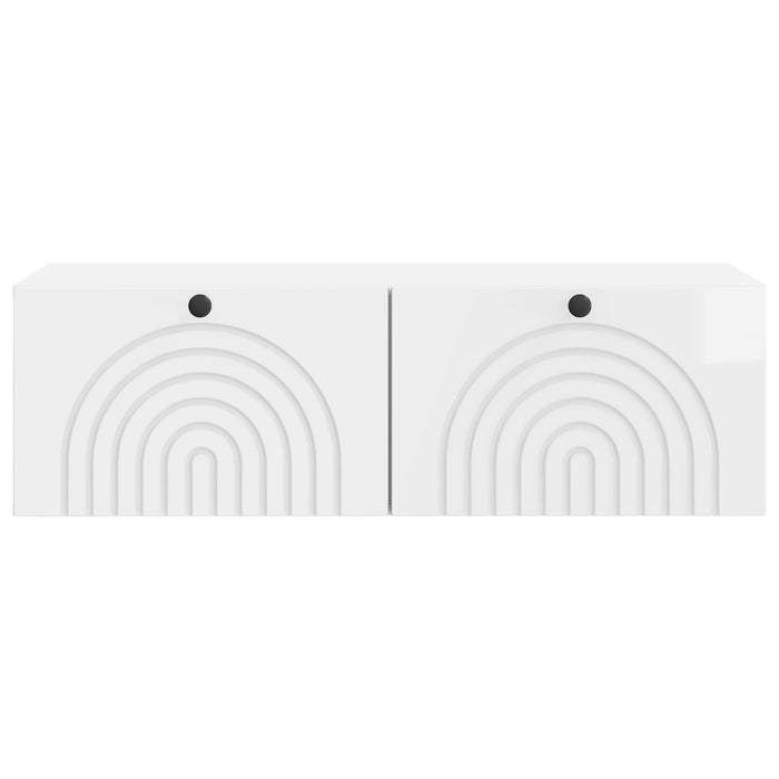 Oglindă TV montată pe perete Alb foarte lucios 98 x 41 x 30 cm - WALTI WALTI