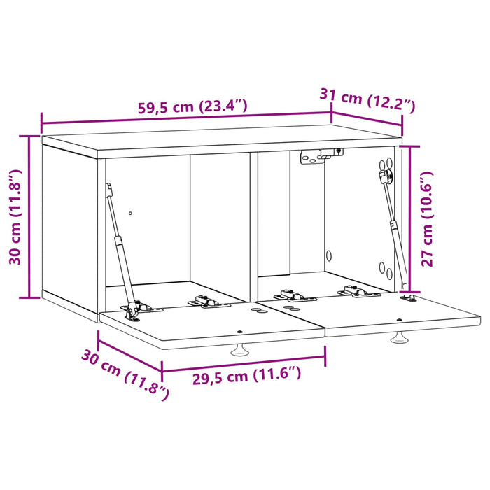 Oglindă TV montată pe perete Stejar Artizanal 59,5 x 31 x 30 cm - WALTI WALTI