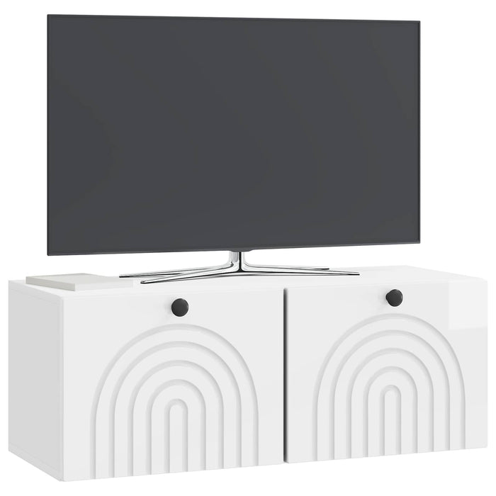 Oglindă TV montată pe perete Alb foarte lucios Lemn prelucrat - WALTI WALTI
