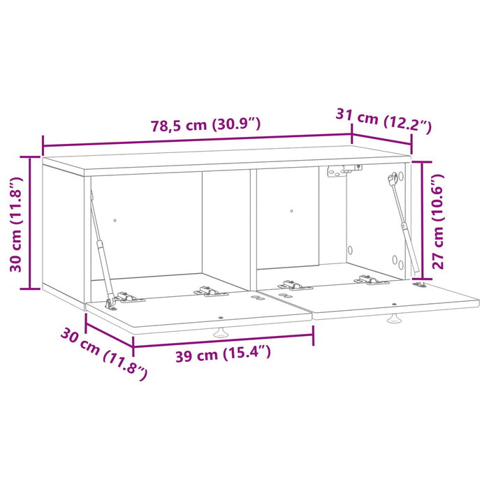Oglindă TV montată pe perete Lemn vechi 78,5 x 31 x 30 cm - WALTI WALTI