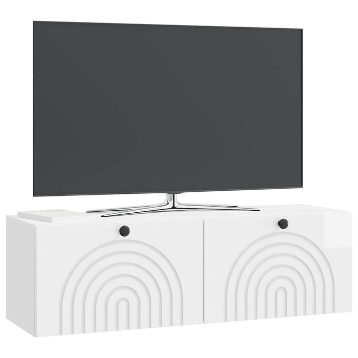 Oglindă TV montată pe perete Alb foarte lucios 98 x 31 x 30 cm - WALTI WALTI