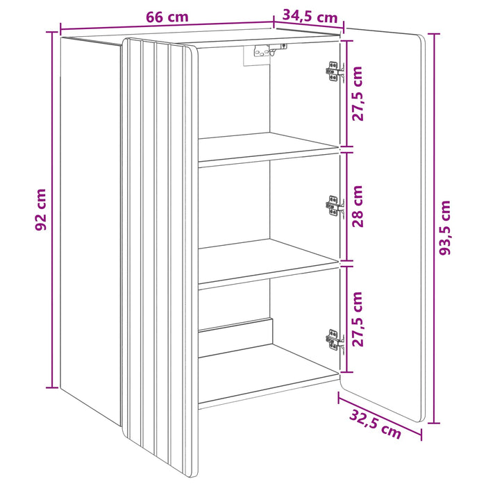 Dulap montat pe perete Alb 66 x 34,5 x 92 cm Lemn prelucrat - WALTI WALTI