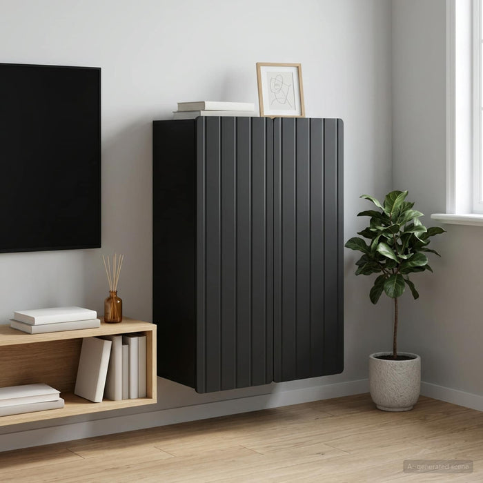Dulap montat pe perete Negru 66 x 34,5 x 92 cm Lemn prelucrat - WALTI WALTI
