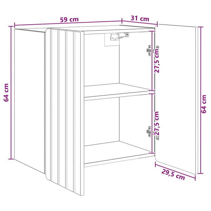 Dulap montat pe perete Alb 59 x 31 x 64 cm Lemn prelucrat - WALTI WALTI