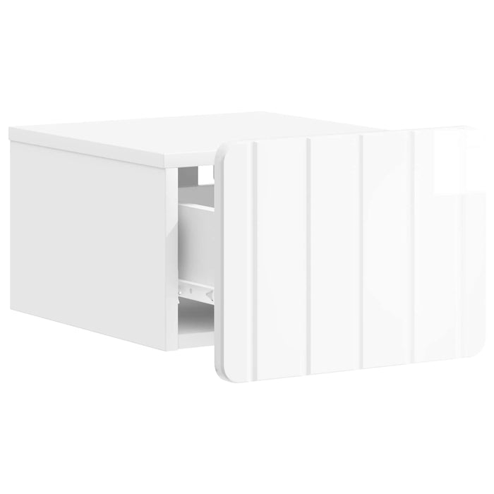 Dulap de noapte suspendat cu sertar 2 pcs Alb foarte lucios - WALTI WALTI