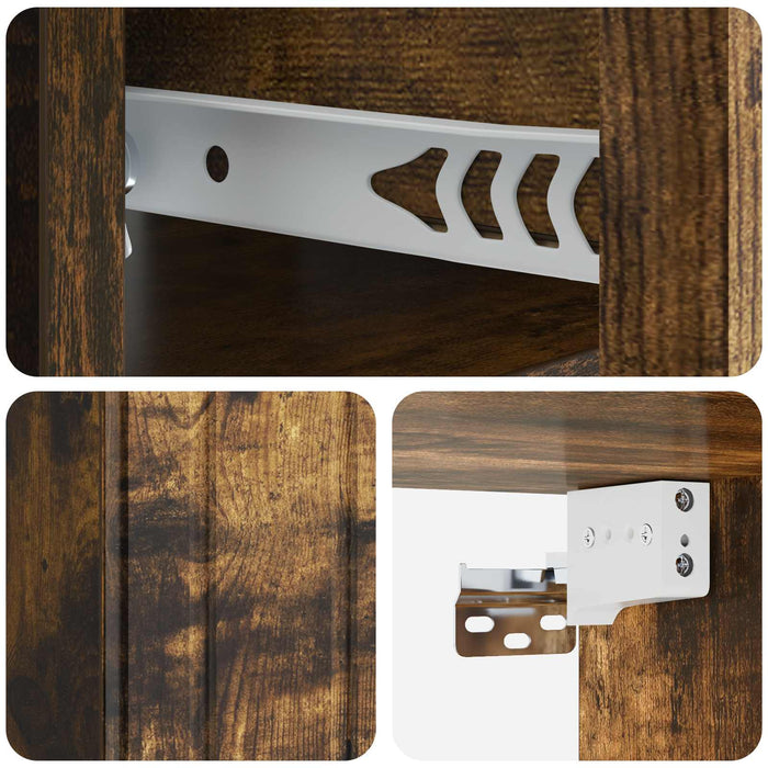 Dulap de noapte suspendat 2 pcs Stejar fumuriu Lemn prelucrat - WALTI WALTI